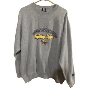 Vintage Starter LSU Tigers 90's Long Sleeve Grey Pullover Sweater Size XL